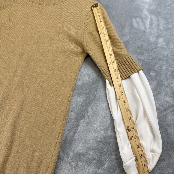 Vince Camuto Women's XS White Sweater Mini Dress Mixed Media Long Sleeve - Picture 4 of 6